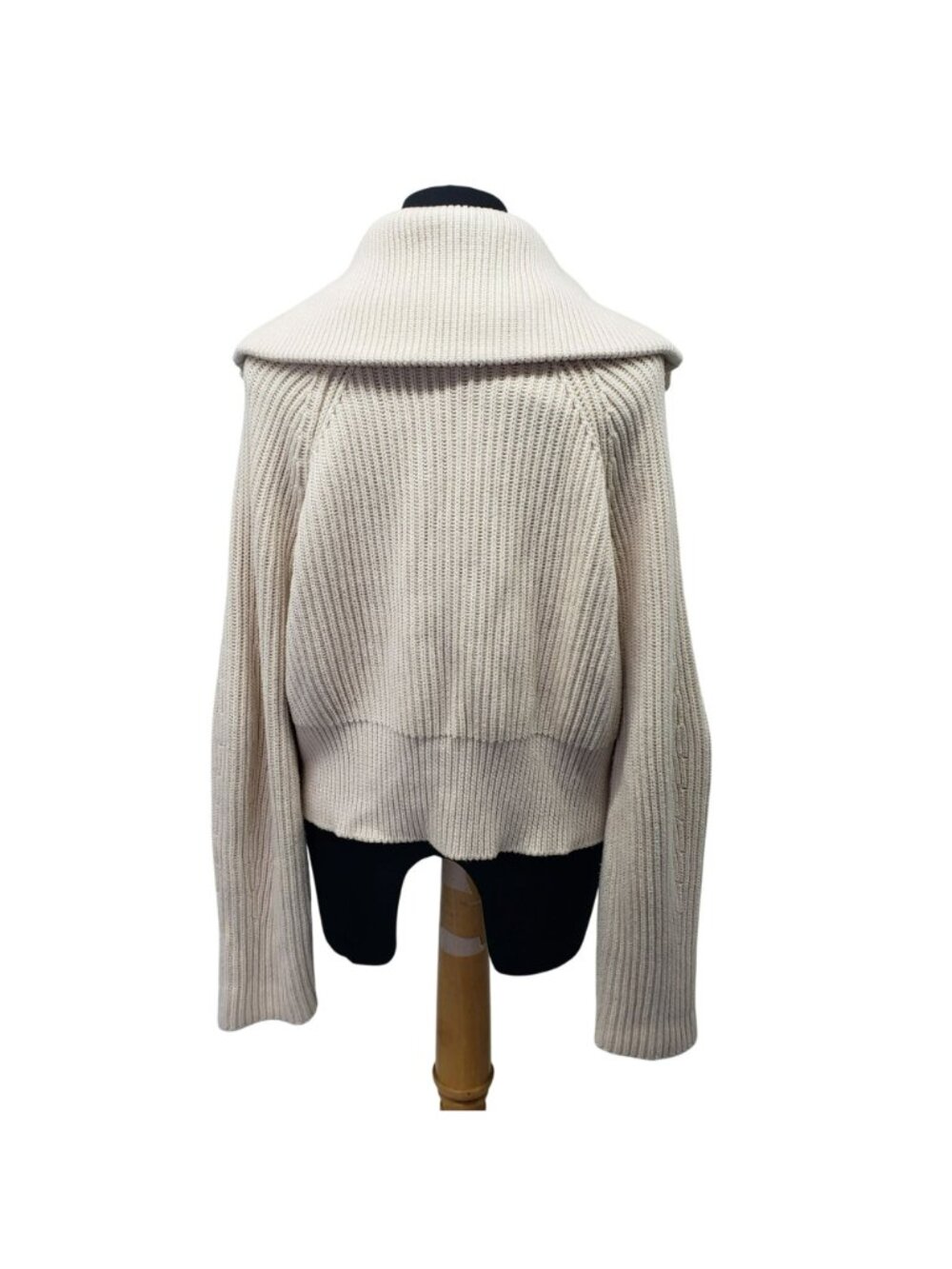 G. Label by Goop GWYN Cream Bella Button Bomber Cardigan Sweater Minimalist - Picture 6 of 16